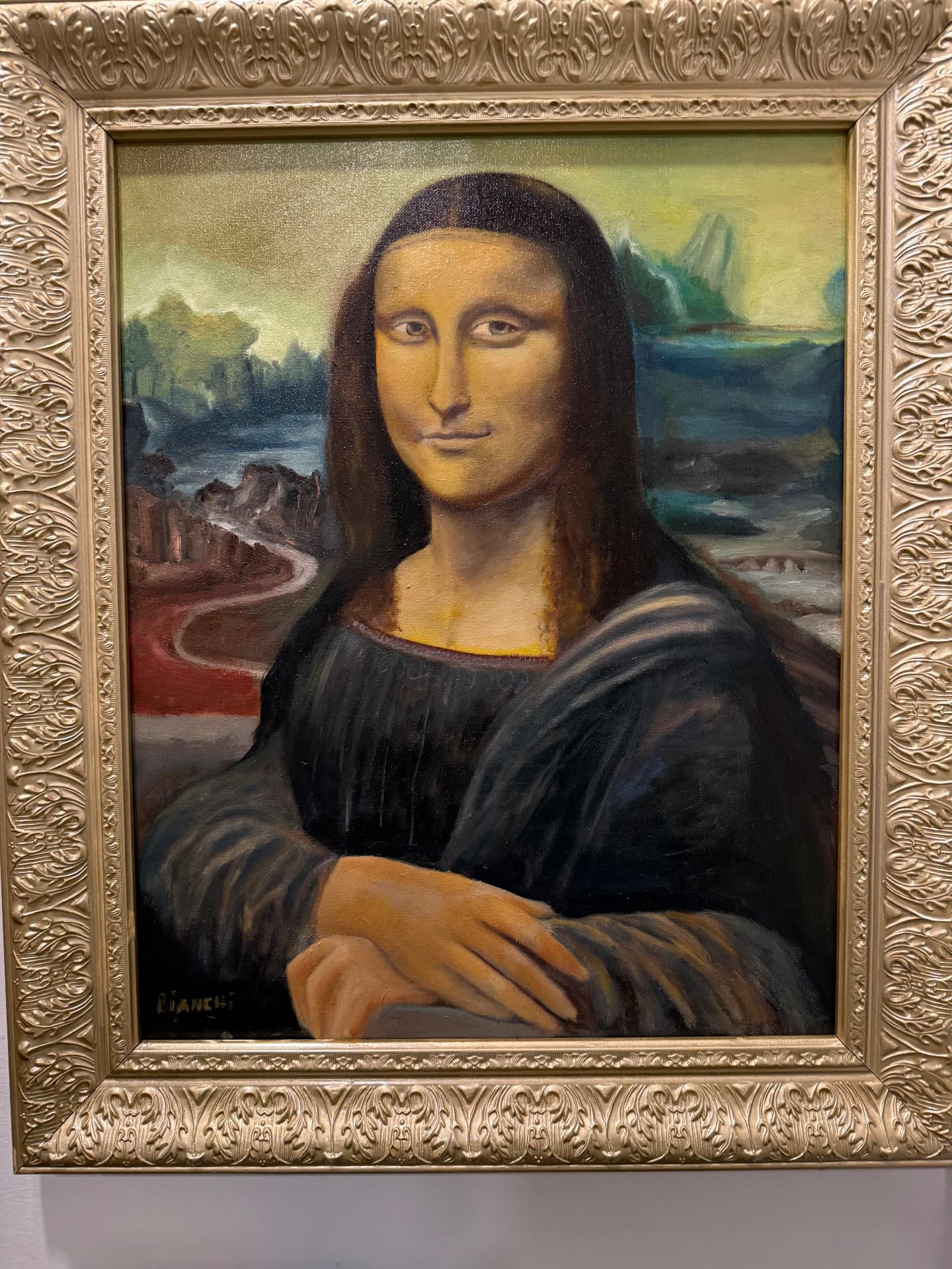 Copycat Mona Lisa, Oil on canvas, framed, 2024