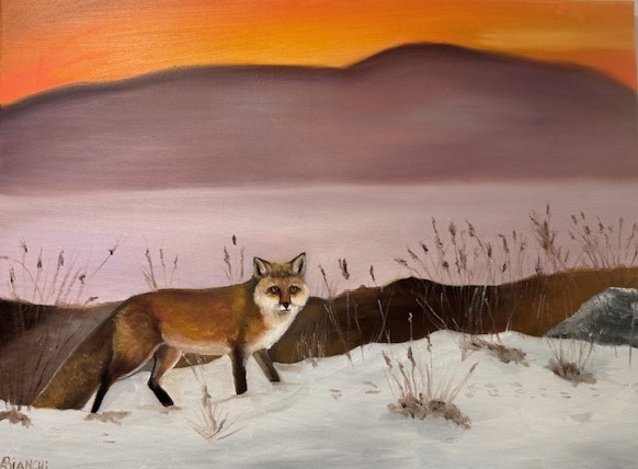 Fox at Dusk, Oil on canvas, 2024