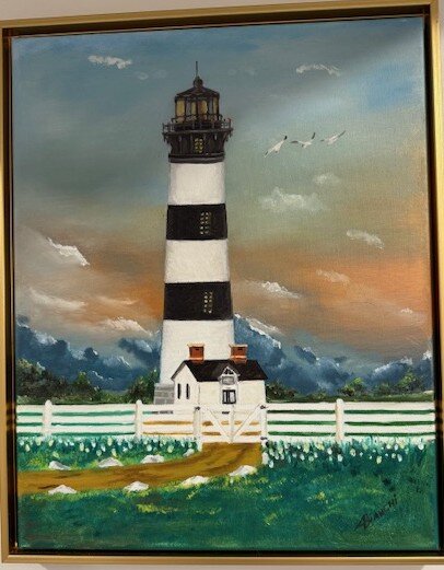 Lighthouse, Oil on canvas, framed, 2024