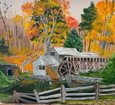 Mabry Mill, Autumn, Oil on canvas, 2024