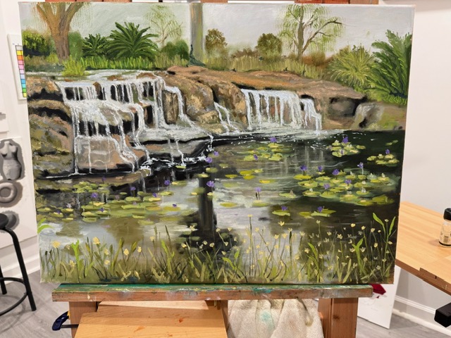 Waterfall, Water Lilies, Oil on canvas, 2024